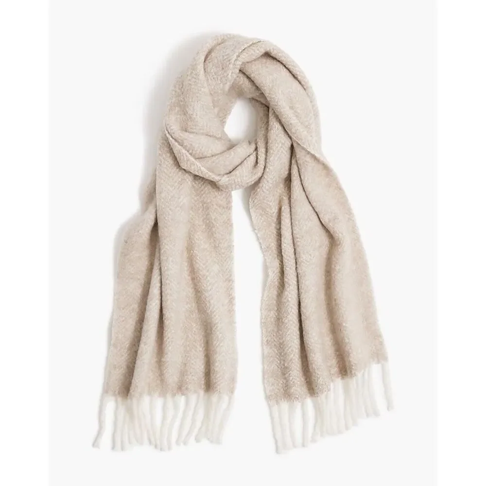 J. Crew Soft herringbone scarf Nantucket Fog wool blend new